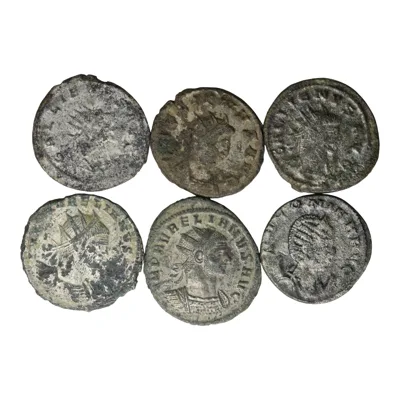 Lot of 6 Roman Antoniniani – Gallienus, Claudius II, Victorinus, Tetricus I, Aurelian, Probus – 3rd Century Crisis Silvered Coins