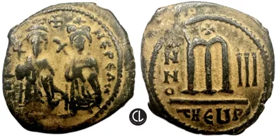 Phocas with Leontia, AE Follis, Theoupolis Mint, RY 3 = AD 604/5