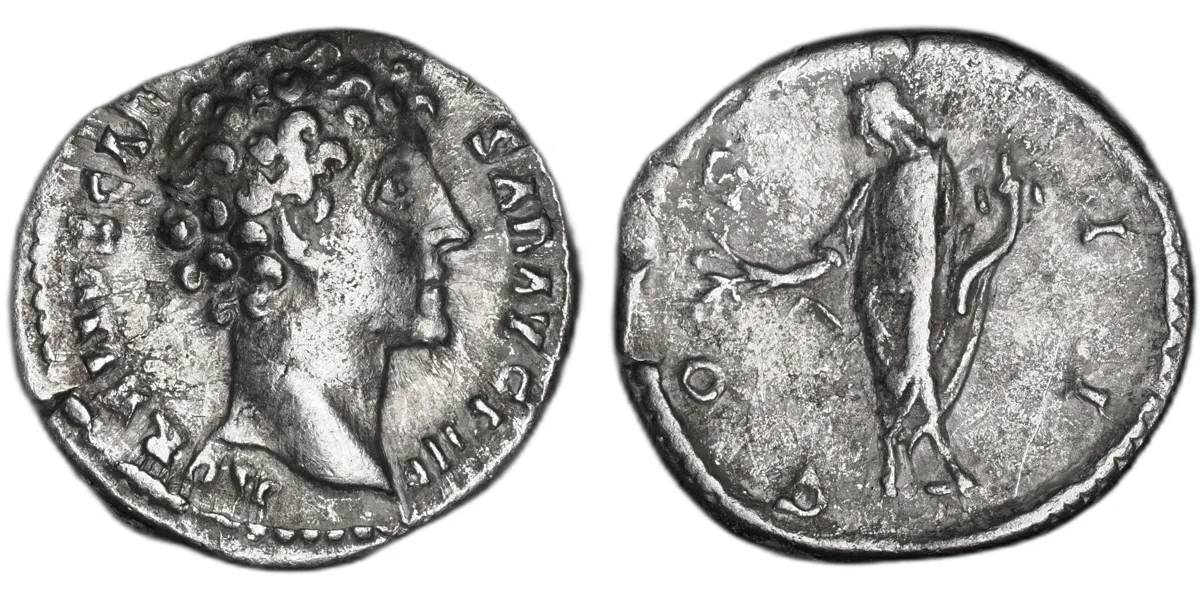 Marcus Aurelius, denarius, silver, Caesar under Antoninus Pius, 145–160