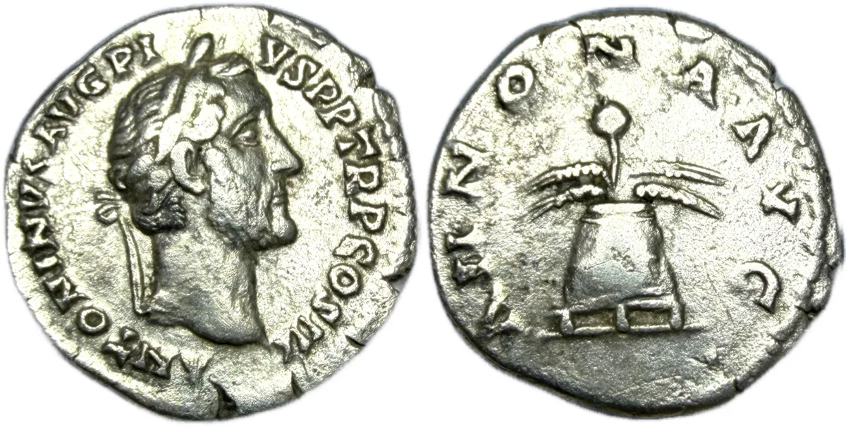 Antoninus Pius AR Denarius. Rome mint, AD 144