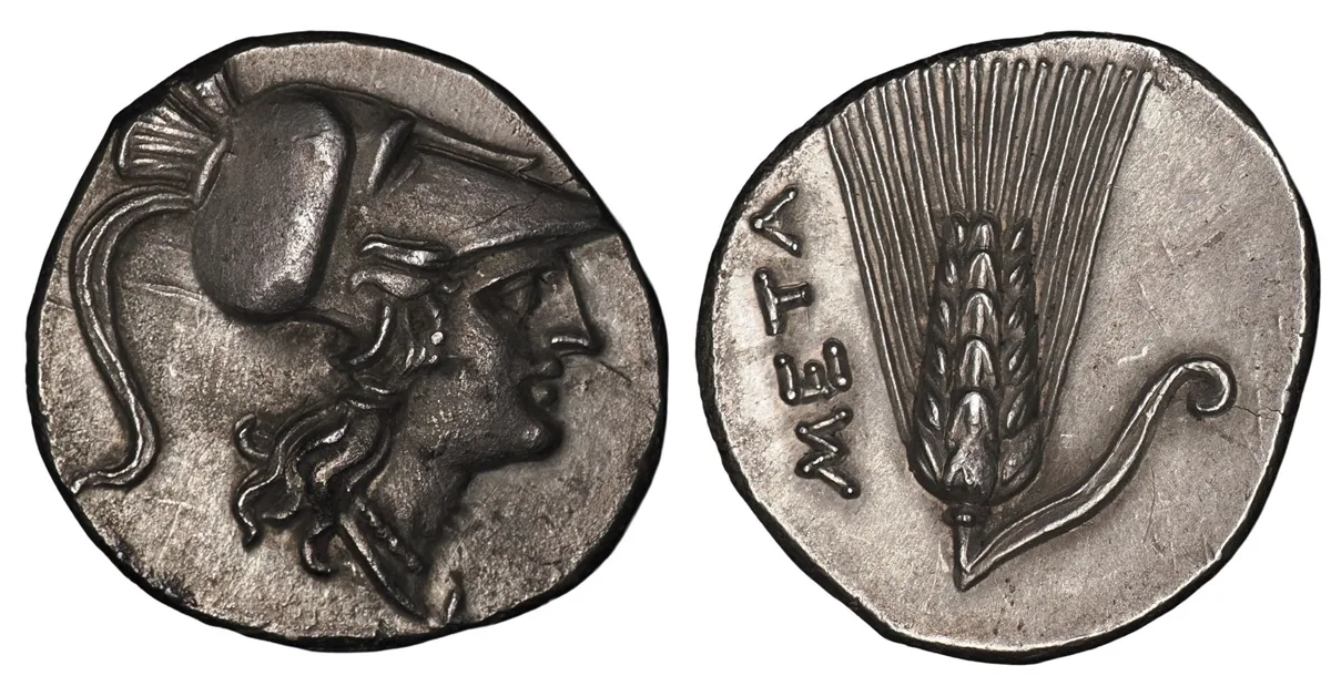 Lucania, Metapontion AR Half-Shekel. Hannibalic issue
