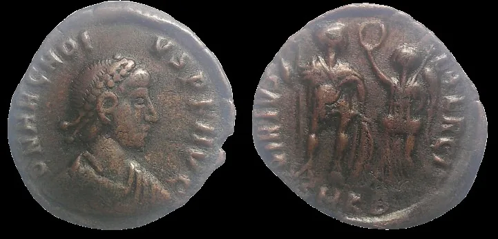 Arcadius 383-408 AD (Struck 388-392 AD) AE 19.5mm 2gm Follis, Cyzicus Mint