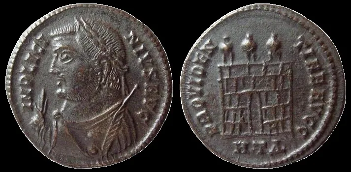ROMAN: Licinius I 308-324 AD (Struck 316-317 AD) Æ 19mm 3.30gm reduced Follis, Heraclea, Well centered. Brown patina. AU