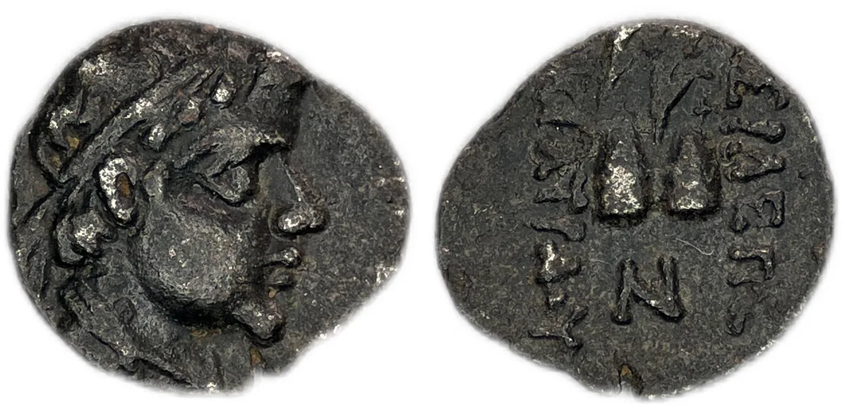 Yuezhi/Scythian imitation of Eukratides I obol 2nd-1st century B.C 0.55g
