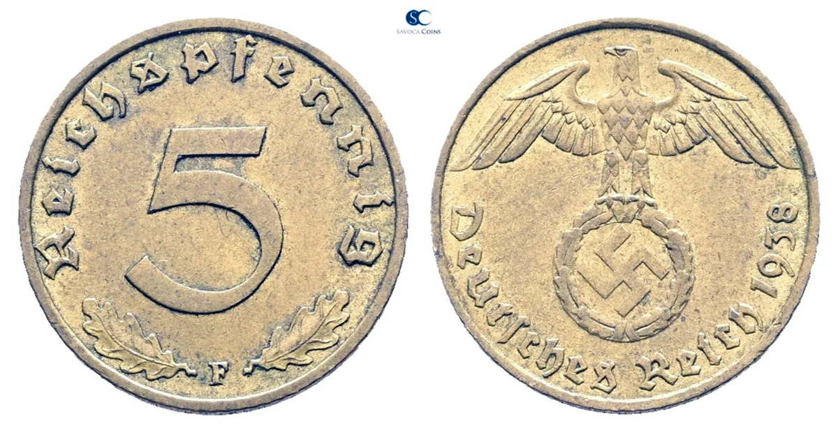German 5 Reichspfennig Third Reich (1938 F)