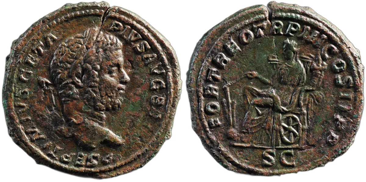 Sestertius of Geta, AD 211; weight 25.90 g, diameter 32 mm.