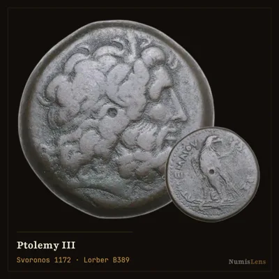 Ptolemy III — AE Tetrobol, Eagle on Thunderbolt, Alexandria