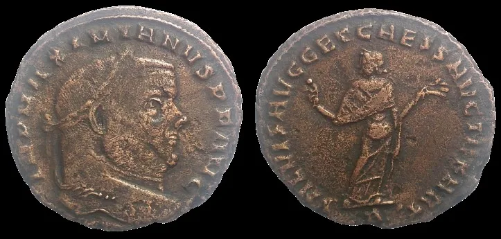 ROMAN: MAXIMIANUS 286 to 305 AD (Struck AD 298–299) AE 26mm 8.2gm large follis, Carthage mint, Rare