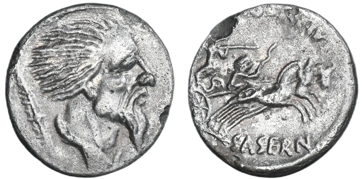 L. Hostilius Saserna. AR Denarius. Rome, 48 BC.