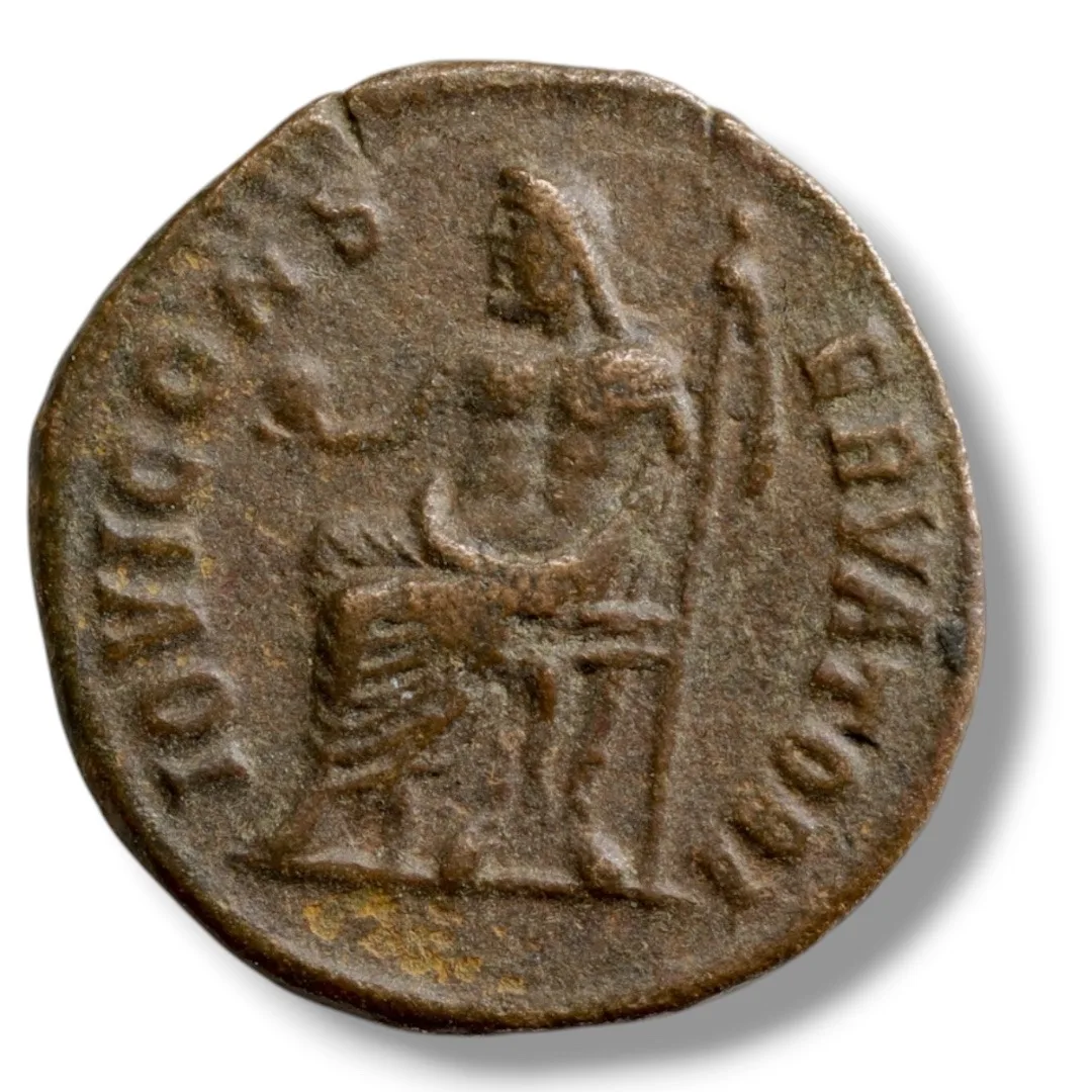 Maximinus II Civic Bronze (1.3g) – Antioch AD 310-313 – IOVI CONSERVATORI / VICTORIA AVGG – ANT – Persecution Issue.