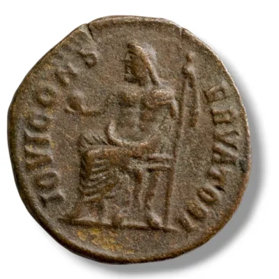 Maximinus II Civic Bronze (1.3g) – Antioch AD 310-313 – IOVI CONSERVATORI / VICTORIA AVGG – ANT – Persecution Issue.