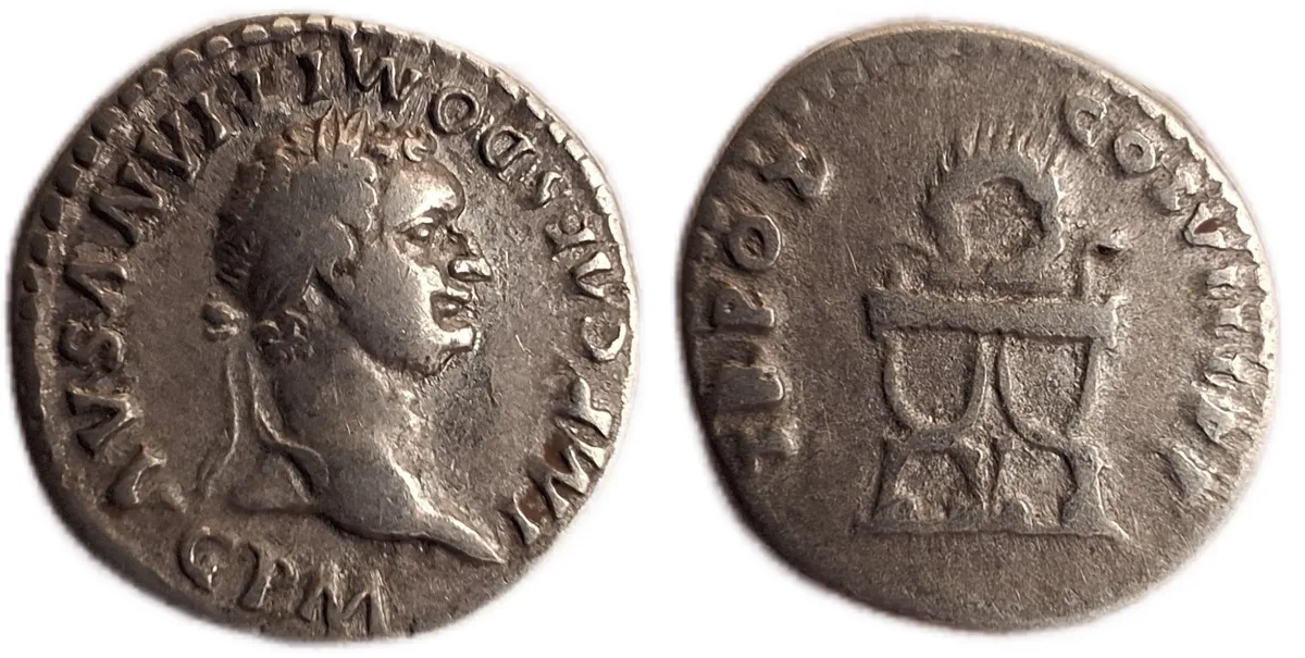 Domitian Denarius, Curule chair reverse, 82 AD, Roman Imperial Coin