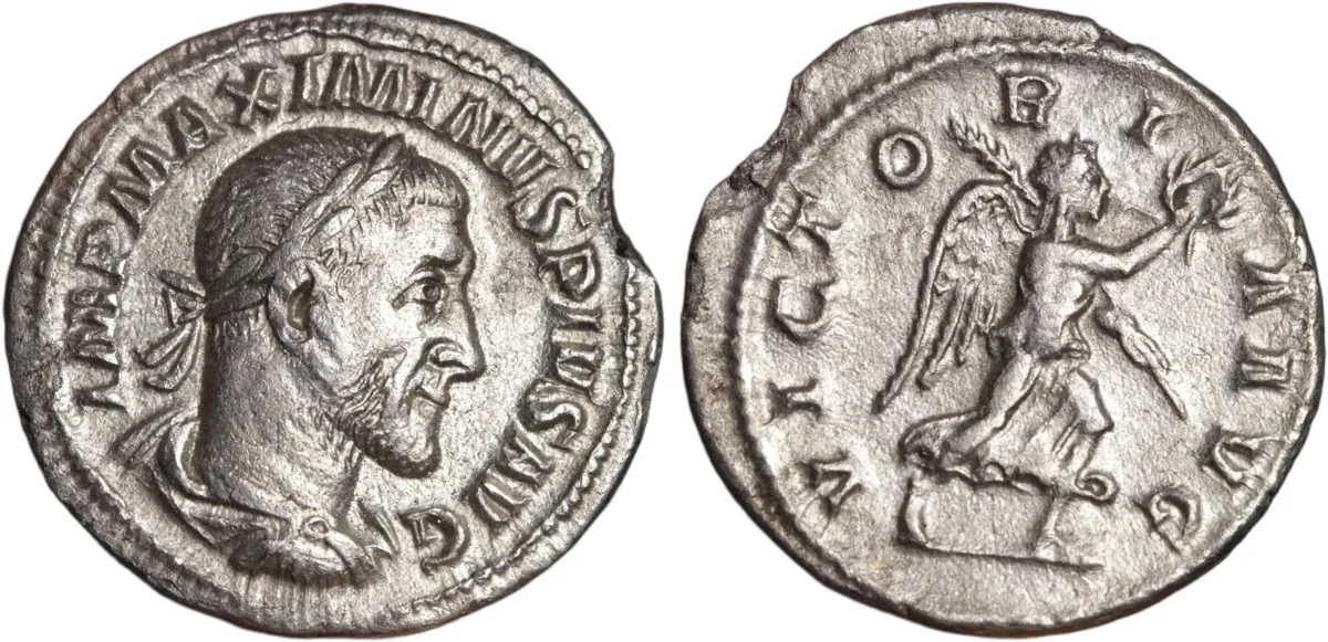 Maximinus Thrax Silver Denarius 235AD Victory Reverse