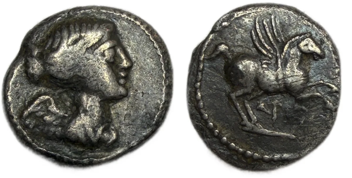 Roman Republic Q. Titius AR Quinarius (90 BC) Gens Titia, Pegasus Silver