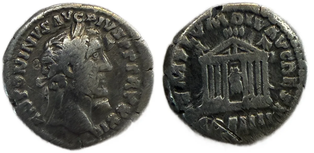 Octastyle Temple Reverse, Antoninus Pius. AD 138-161. AR Denarius