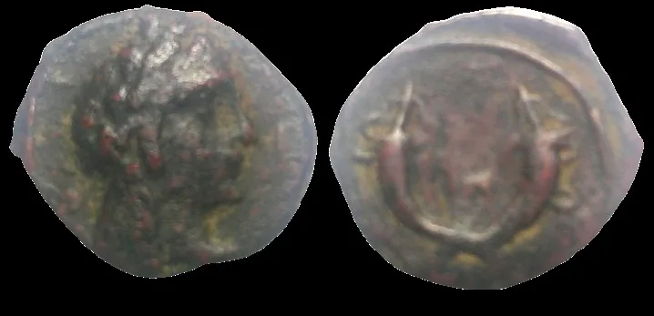 Nabataean Kingdom Syllaus with Aretas IV. 15 - 9 BC, Æ 13.5mm 1.83gm Petra mint.
