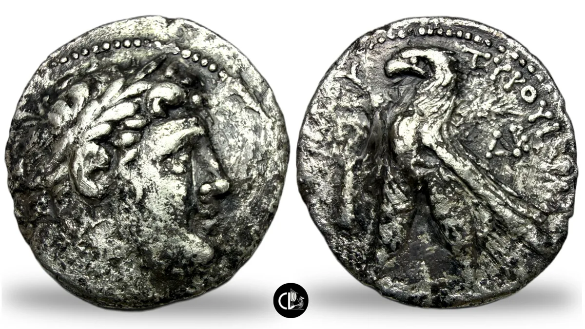 Phoenicia, Tyre. AR Shekel. Dated CY 22 (105/4 BC)
