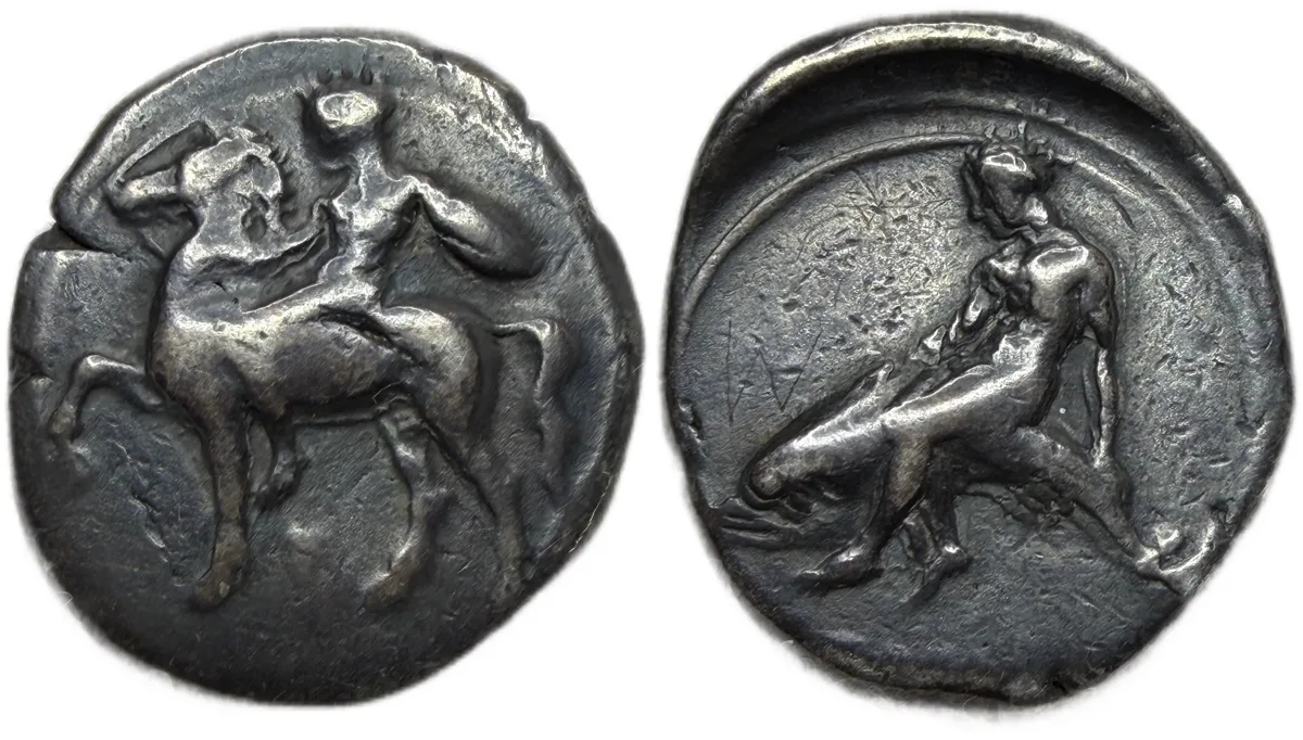 Share Calabria Tarentum Nomos Earlier Rare Type 380 - 340 BC