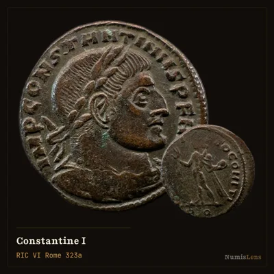 Constantine I — Nummus, Sol, Rome