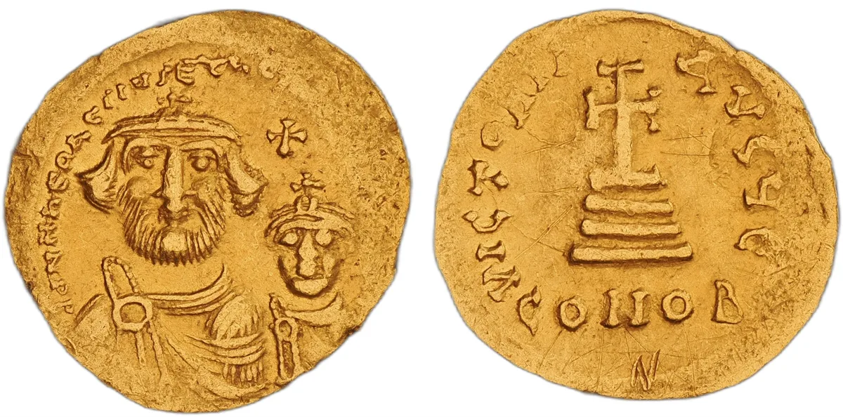 Heraclius with Heraclius Constantine, 610-641 (616-625). AV Solidus, Constantino