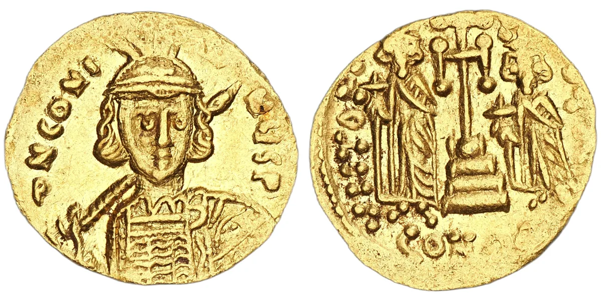 Constantine IV, Heraclius, and Tiberius, 668-685. AV Solidus, Constantinople.