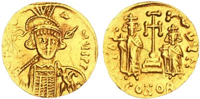 Constantine IV, Heraclius, and Tiberius, 668-685. AV Solidus, Constantinople.