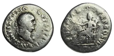 Roman Imperial | Vespasian | AR Denarius | 75 AD | PON MAX TR P COS VI | Pax