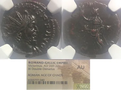ROMAN: ROMANO-GALLIC Victorinus 269-271 AD (Struck 269 AD) AE Antoninianus). Treveri mint. Rare NGC AU