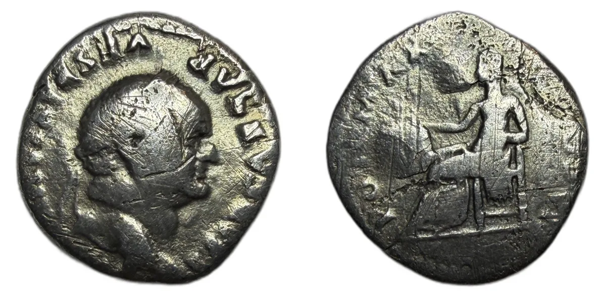 Vespasian, Denarius (69-79), Denarius 75 AD, Rome mint