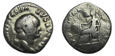 Vespasian, Denarius (69-79), Denarius 75 AD, Rome mint