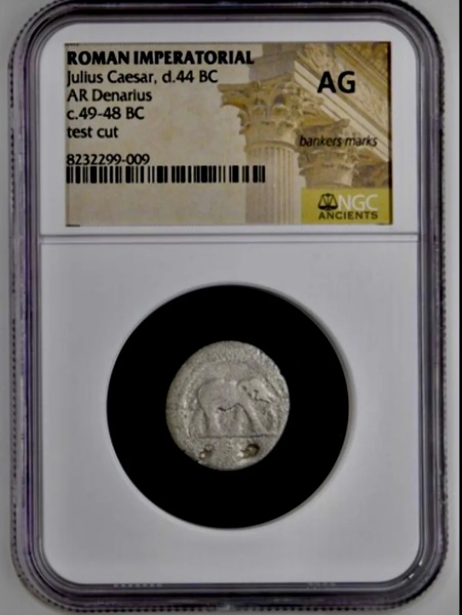 Julius Caesar’s first coin: Elephant Silver Denarius 49-48 BC - NGC Certified