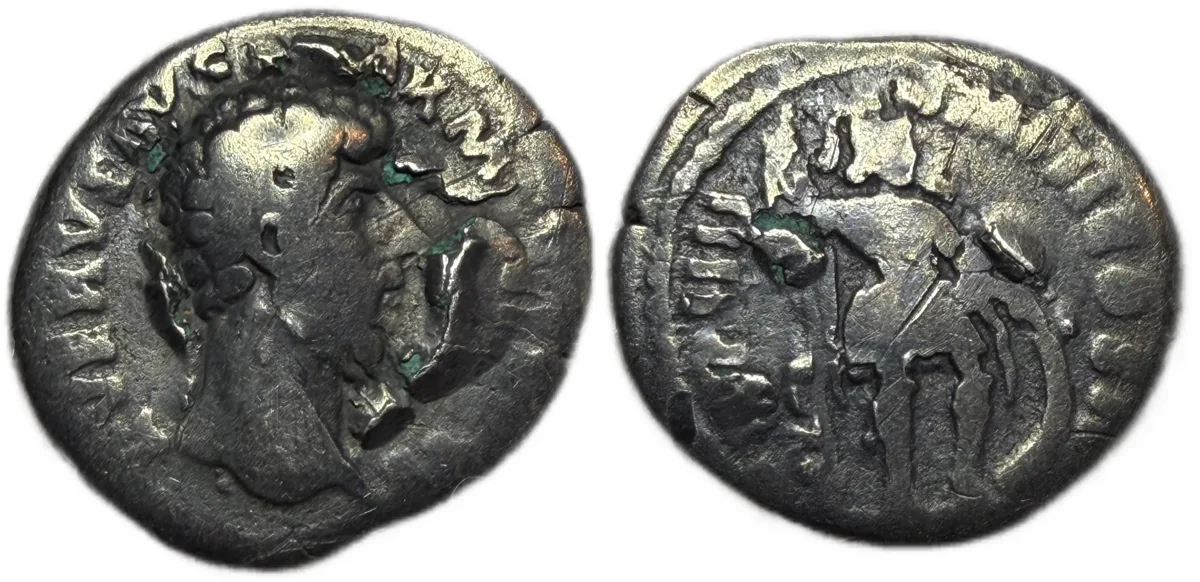 Roman Imperial denarius Lucius Verus 164 AD MARS in Military Dress