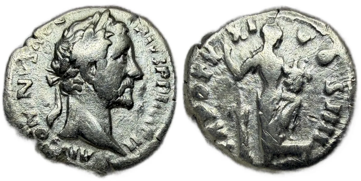 Antoninus Pius AD 138-161. Rome Denarius Annona Standing Reverse