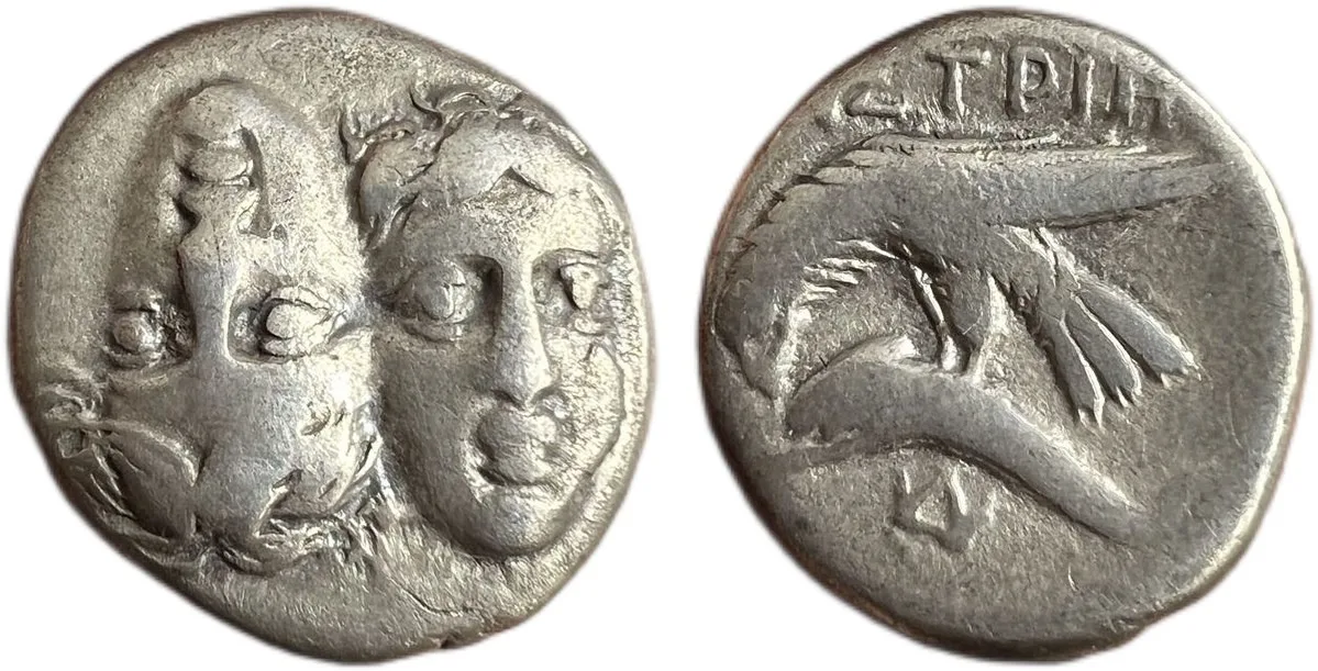Moesia Istros AR Drachm Facing Heads Sea Eagle Dolphin 340/330-313 BC