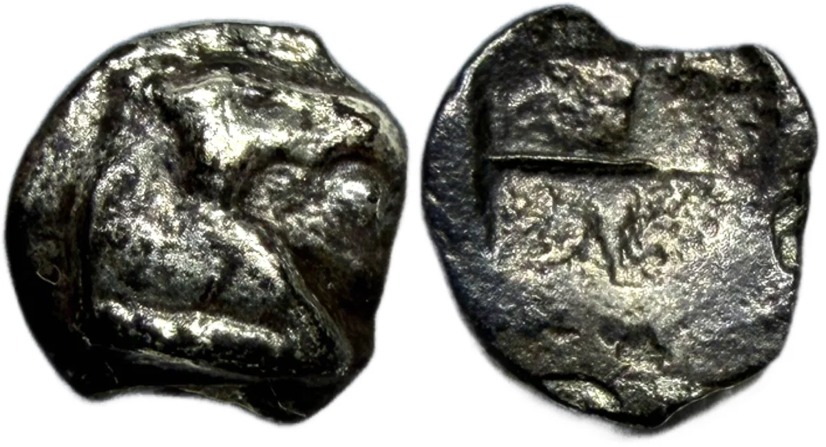 ASIA MINOR, Uncertain mint. AR Hemiobol. 5th century BC.