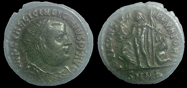 Roman Licinius I 308-324 AD (Struck 321-324 AD), AE 19.4mm 2.94 Follis, Nicomedia mint, Beautiful green patina. EF