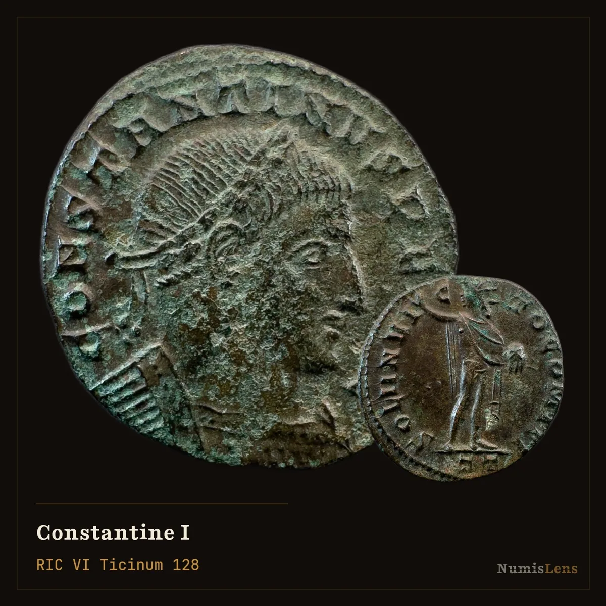 Constantine I — Nummus, Sol, Ticinum