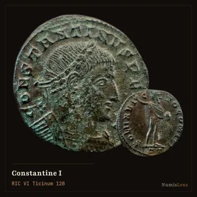 Constantine I — Nummus, Sol, Ticinum
