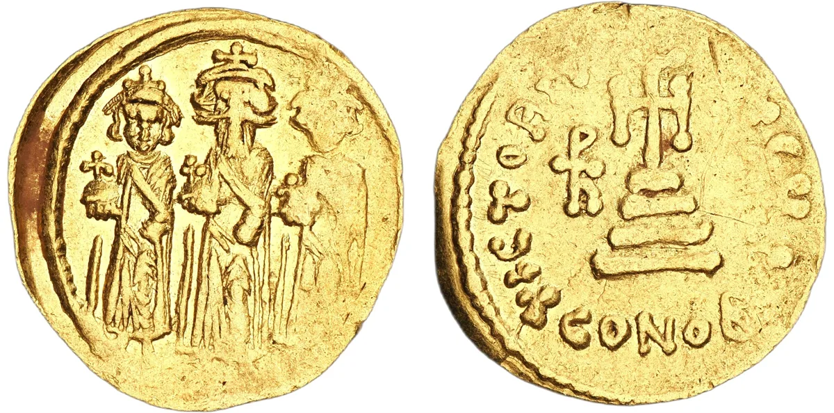 Heraclius, Heraclius Constantine, Heraclonas, 639. AV Solidus, Constantinople