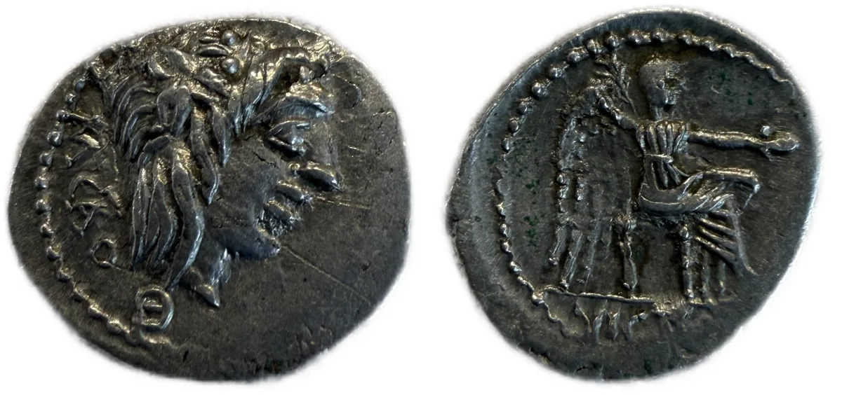 M. PORCIUS CATO. Quinarius (89 BC). Rome.