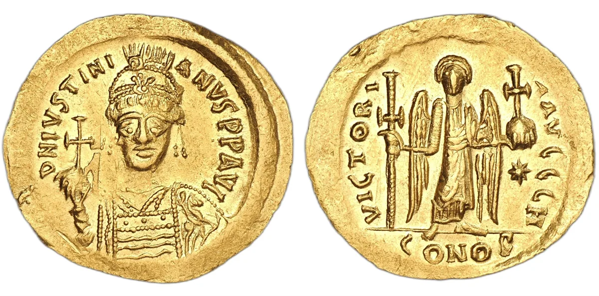 Justinian I, AD 527–565. AV Solidus