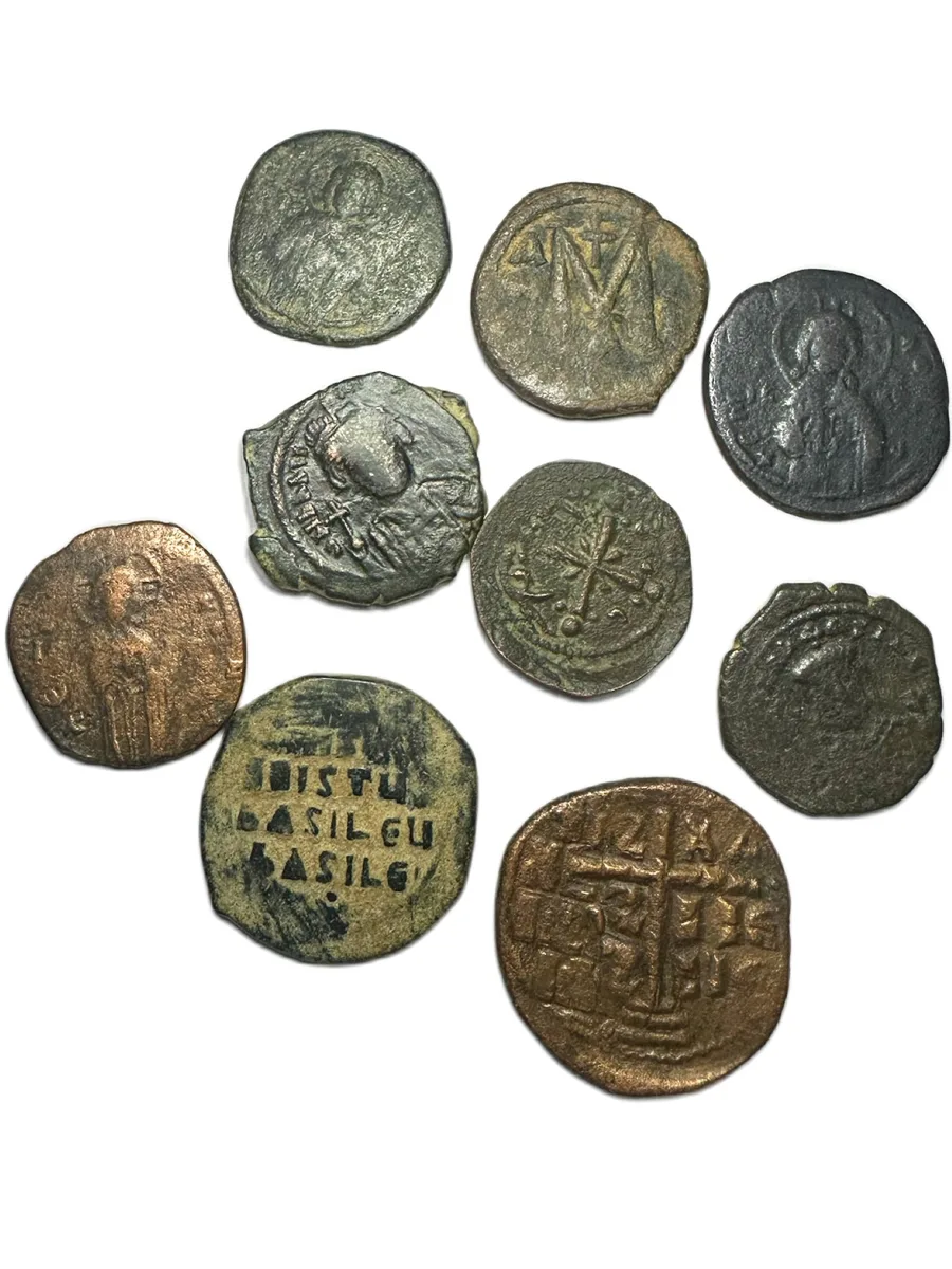 Byzantine lot of 9 coins sold as is