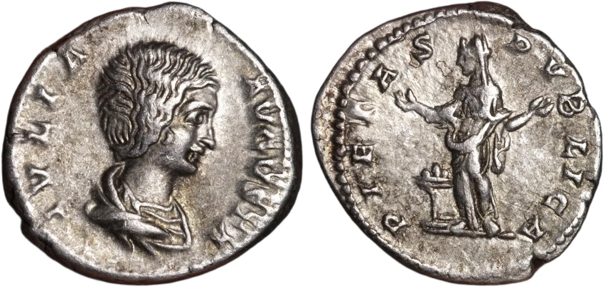 Julia Domna Silver Denarius 196AD Pietas Reverse
