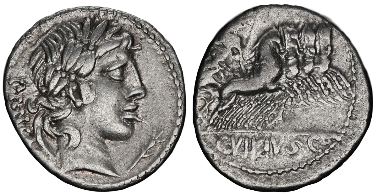 C. Vibius C. f. Pansa. Silver denarius, Rome mint, Social-War issue of 90 BC.