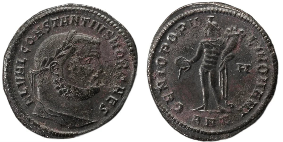 Follis of Constantius I as Caesar, bronze, struck at the Antioch mint, 302-303