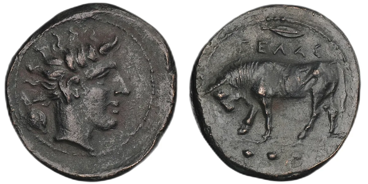 Sicily, Gela. AE Trias, circa 420–405 BC.