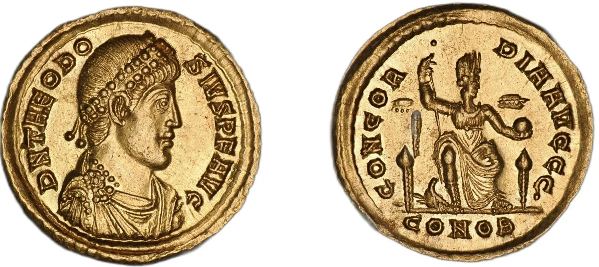 Theodosius I, AD 379–395. AV Solidus