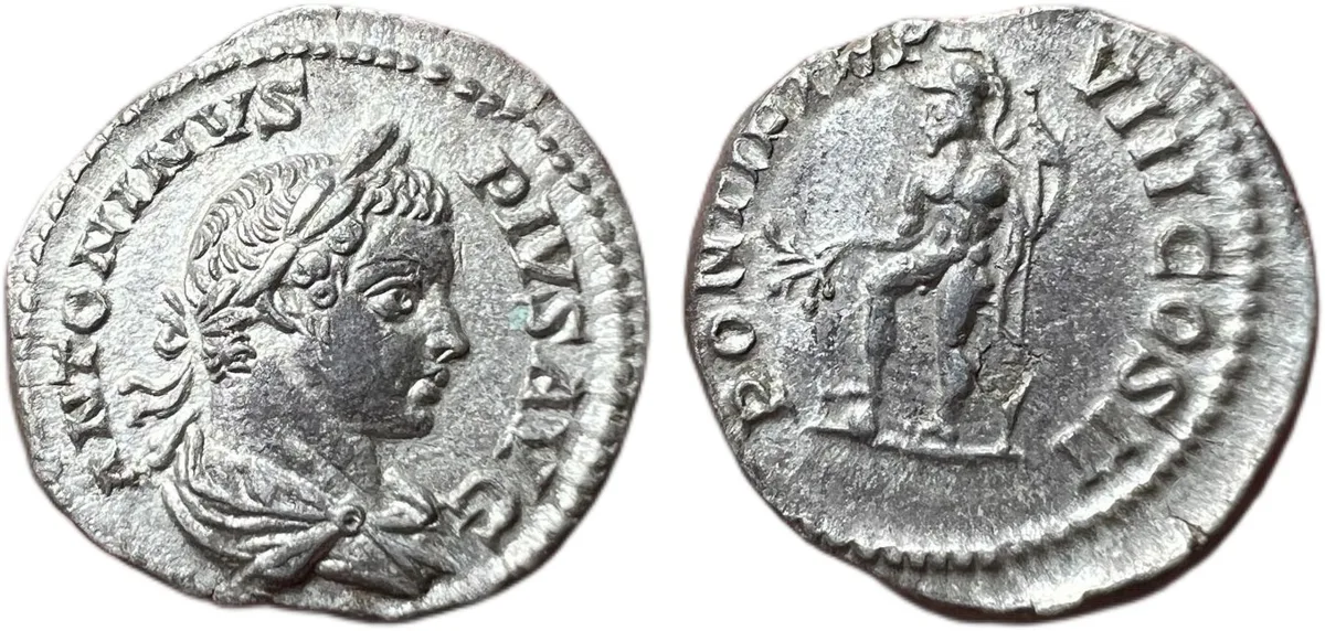 Roman Imperial Caracalla AR Denarius Mars Rome AD 198-217