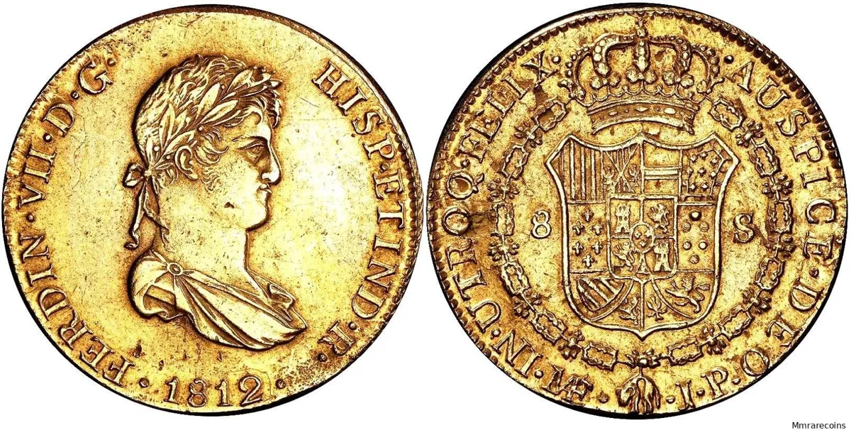 1812 LM-JP Peru,Ferdinand VII, 8 Escudos in superb gEF and toned