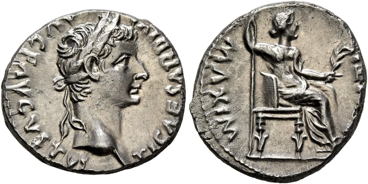 Tiberius, A.D. 14-37. Denarius, Lugdunum (Lyon), Group 3, ca. A.D. 18
